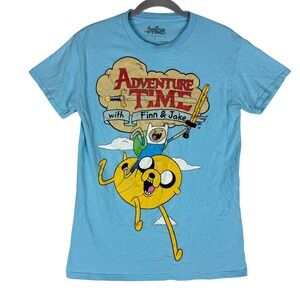 Adventure Time Finn & Jake T Shirt Mens Small Aqua Blue Cartoon Network Graphic